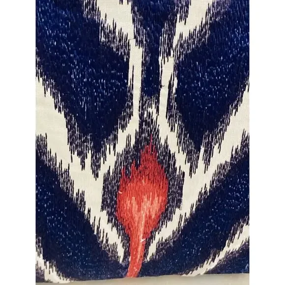 ECHO Designs Blue White Red Pillow w/ Insert 15" Square RARE Zip closure Abstrac - Picture 6 of 12